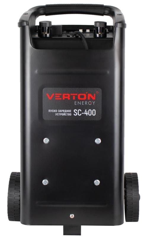 Пуско-зарядное устройство VERTON Energy SC-400 (напр.сети 230/50 В/Гц,напр.АКБ 12/24В,емкость зар. АКБ (мин/макс)20-700 Ач,макс.ток зар/зап. 60A/360А,WET, 12В потр.мощн.2,4/4,8кВт,5 реж. зар,IP20)