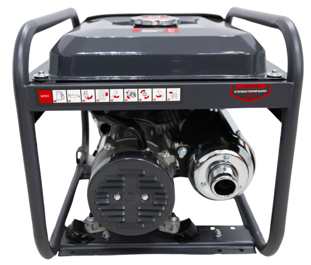 Генератор бензиновый VERTON POWER GG3900 (2,8/3,2 кВт, 230В, 7л.с., 212 см3, Цифр. дисплей (вольтметр, частота, моточасы), хром. теплоизолятор глушителя, ручной старт, DC 12В,  розетки 2*16А, бак 12л)