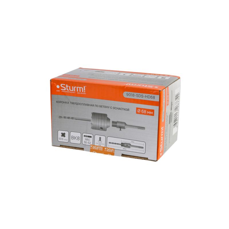 Коронка по бетону, 68 мм, BK8, центрирующее cверло, хвостовик SDS+, Sturm!