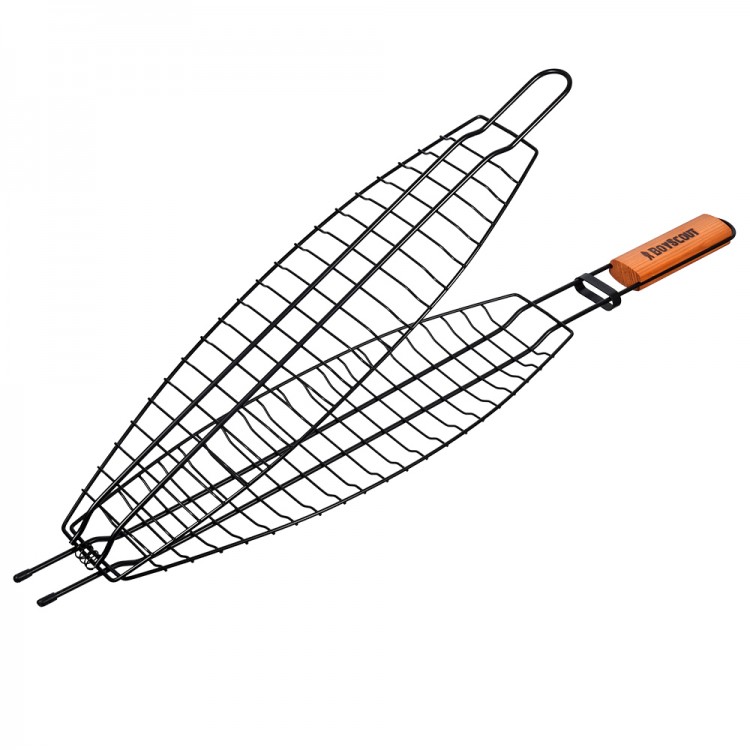 Решетка-гриль для рыбы большая с антипригарным покрытием, 65(+5) x 42 x 8 - 15 x 3,5 cм/BOYSCOUT