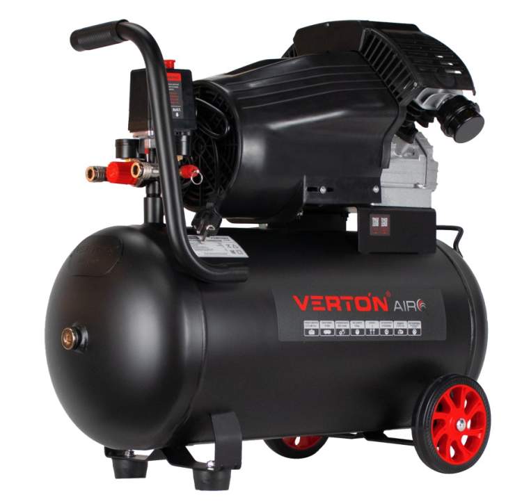Компрессор коаксиальный Verton Air AC-50/420K (230/50 В/Гц,масл.коакс. произв. 420л/мин, V 50л, макс. дав. 8 бар, мощн. 2,2 кВт, част. вращ. двиг. 2850 об/мин,рапид, асинх. однофаз.)