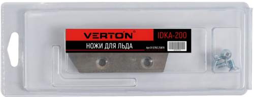 Ножи для льда VERTON IDKA-200 (2 ножа, прямой, монтажный шаг ножей 40мм, болт М5 - 4шт, шаг резьбы 0,8мм)