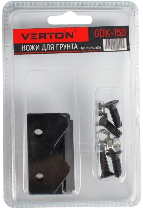 Ножи для грунта VERTON GDK-150  (прямые ножи,2 шт/уп, ДШВ 54*30*4 мм, кол-во винтов 4, рез ножа 6*1*12, посадочн. отв. 2, расстояние между посадочн. отв. 30 мм)