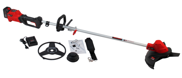 Триммер аккумуляторный бесщеточный Verton Garden Green Pro BBR-2030D (D-образ.руч,тип аккум.Li-Ion,напр-е 20В,емк.аккум.2-5А*ч,бесщеточный,мощн.двиг.400Вт,аккум.бат-я1шт(4.0Ah).зар.устр-во1шт,режущ.эл-т леска/нож, разб.штан,компл:нож,кат/леска,кожух)