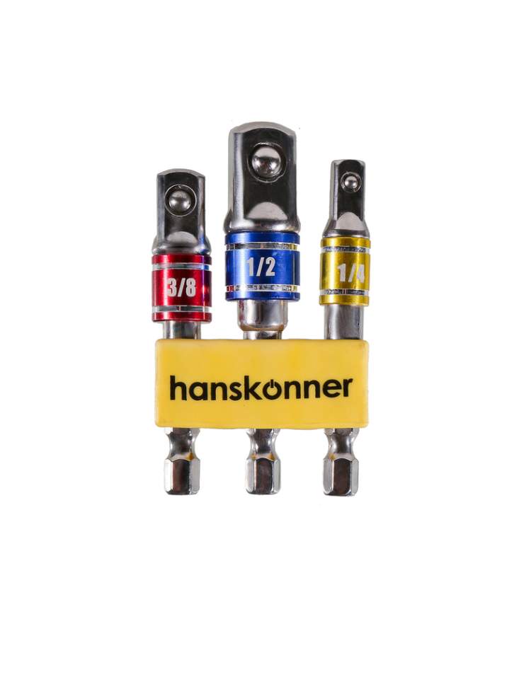 Набор адаптеров для торцевых головок 1/4&ampquot, 3/8&ampquot, 1/2&ampquot Hanskonner