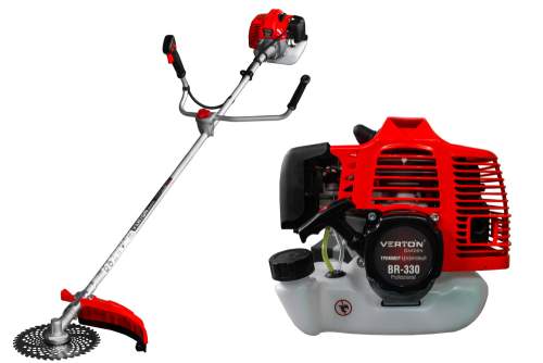Триммер бенз. VERTON garden BR-330 Professional (V двигателя 33 см3,мощность 1.6 л.с./1.18 кВт,профессиональный ранец,цельная штанга,диск 40т,катушка)