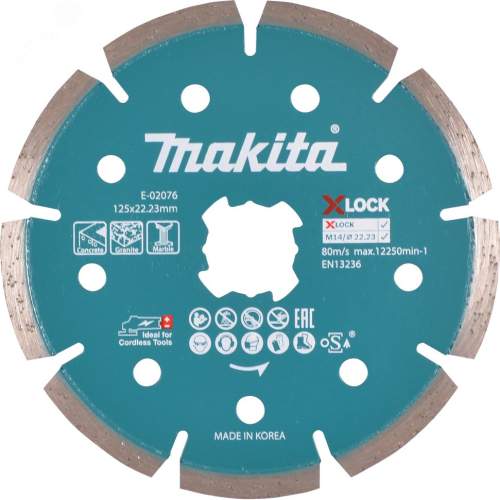 MAKITA Алмазный сегментированный диск с системой X-LOCK бетон/гранит 125х22,3x1,6x7 мм
