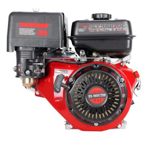 Двигатель VERTON GARDEN BS-192F/25D (445 см3, 12,5кВт/17л.с,Ø вала 25мм (шпонка), 27/3600 Н*м/(об/мин), V 6 л., ручн. зап., выкл., распредвал сталь, автопрерыватель с датчиком уровня масла, крышка бака винт, фильтр комбин. (бумага+паралон) ,прорез.