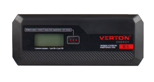 Зарядное устройство VERTON  Energy BC- 5 (230/50 В/Гц,мощн.60Вт.,напряж.аккум.6/12 В.,емкость обсл.аккум.1,2-120Ач.,раб.темп.(-20)-(+40) С, LCD) 10шт/уп