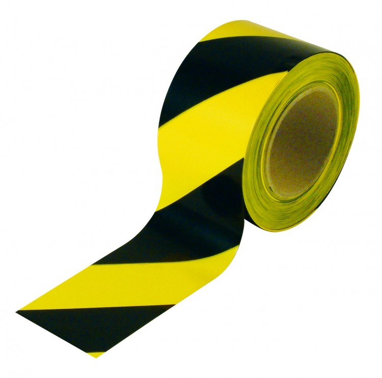 Лента напольная маркировочная для разметки, прочная, черно-желтая, 50 мм*16.5м, B-950