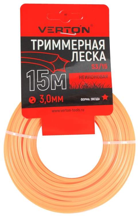 Триммерная леска S 3/15 VERTON GARDEN (3 мм; 15 м; звезда, нейлон)