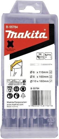 MAKITA Набор буров SDS-PLUS Centering tip, 5 шт (6х110х2, 8х160х2,10х160)