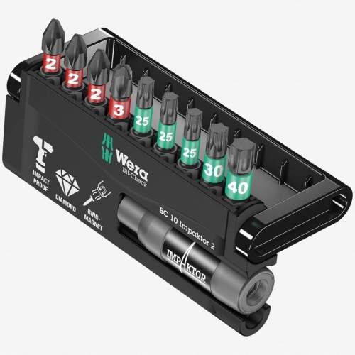 Набор насадок и держателей Импактор (10шт.) 8751/67 -9/IMP DC 25MM BITS/ WERA
