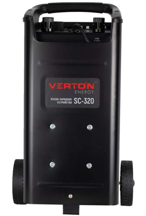 Пуско-зарядное устройство VERTON Energy SC-320 (напр.сети 230/50 В/Гц,напр.АКБ 12/24В,емкость зар. АКБ (мин/макс)20-500 Ач,макс. ток зарядки/запуска 45А/240А,WET,12В потр.мощн.1,92/3,84кВт,5 реж. зар,IP20)