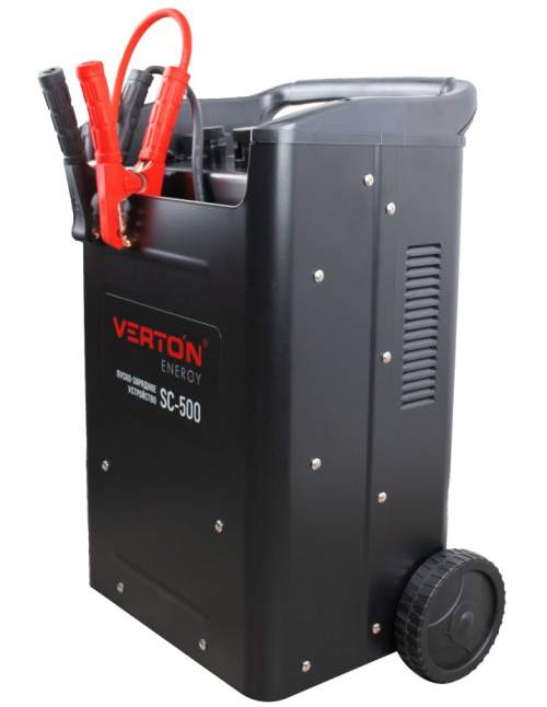 Пуско-зарядное устройство VERTON Energy SC-500 (напр.сети 230/50 В/Гц,напр. АКБ 12/24В,емкость зар. АКБ (мин/макс)20-800 Ач,ток зар/зап. 75A/500А,WET,12В потр.мощн.3,0/6,0кВт,6 реж. зар,IP20)