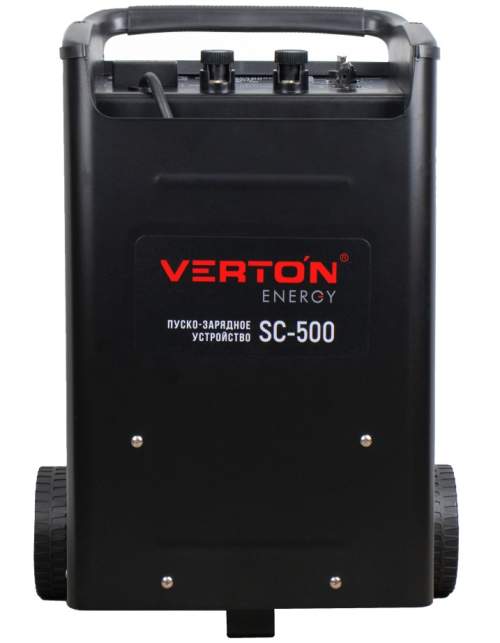 Пуско-зарядное устройство VERTON Energy SC-500 (напр.сети 230/50 В/Гц,напр. АКБ 12/24В,емкость зар. АКБ (мин/макс)20-800 Ач,ток зар/зап. 75A/500А,WET,12В потр.мощн.3,0/6,0кВт,6 реж. зар,IP20)