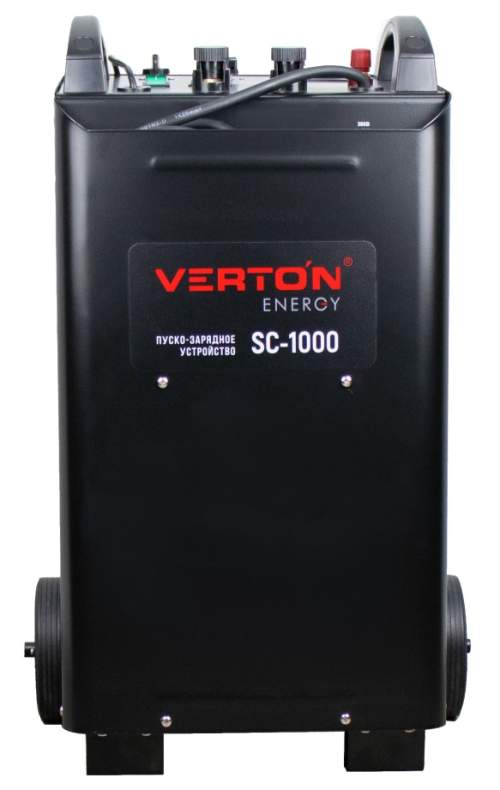 Пуско-зарядное устройство VERTON Energy SC-1000 ДУ (напр.сети 380/50 В/Гц,напр.АКБ 12/24В,емкость зар. АКБ (мин/макс)20-1300 Ач,ток зар/зап. 100A/1000А,WET,12В потр.мощн.0,6/12кВт,8 реж. зар,IP20, пульт ДУ)
