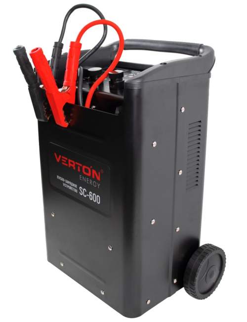 Пуско-зарядное устройство VERTON Energy SC- 600 (напр.сети 230/50 В/Гц,напр.АКБ 12/24В,емкость зар. АКБ (мин/макс) 20-1000 Ач,макс.ток зар./зап. 90А/600А,WET,12В потр.мощн.3,6/7,2кВт,6 реж. зар,IP20)