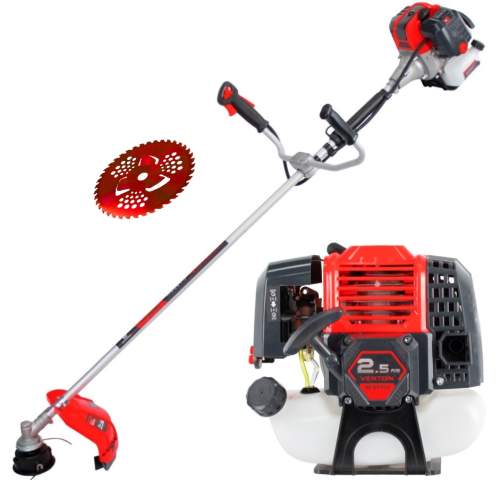 Триммер бенз. VERTON garden BR-521 Professional (V двигателя 52 см3,мощность 2.5 л.с./1.9 кВт,профессиональный ранец,разборная штанга,диск 40т,катушка) + Диск для триммера VERTON DOUBLE MOWING TD02 (внеш. Ø 255 мм, посад. Ø 25.4 мм, 40 зуб, напайки п
